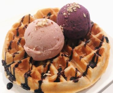 Waffle with Blueberry and Strawberry Ice Cream - Brownice