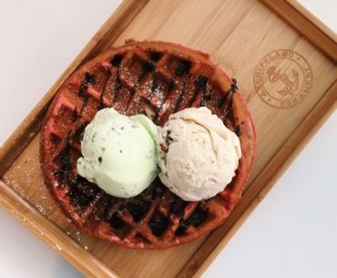 Red Velvet Waffle with Ice Cream - Archipelago Creamery