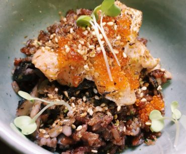 Salmon Red Rice and Baby Octopus Donburi - Wild Rocket