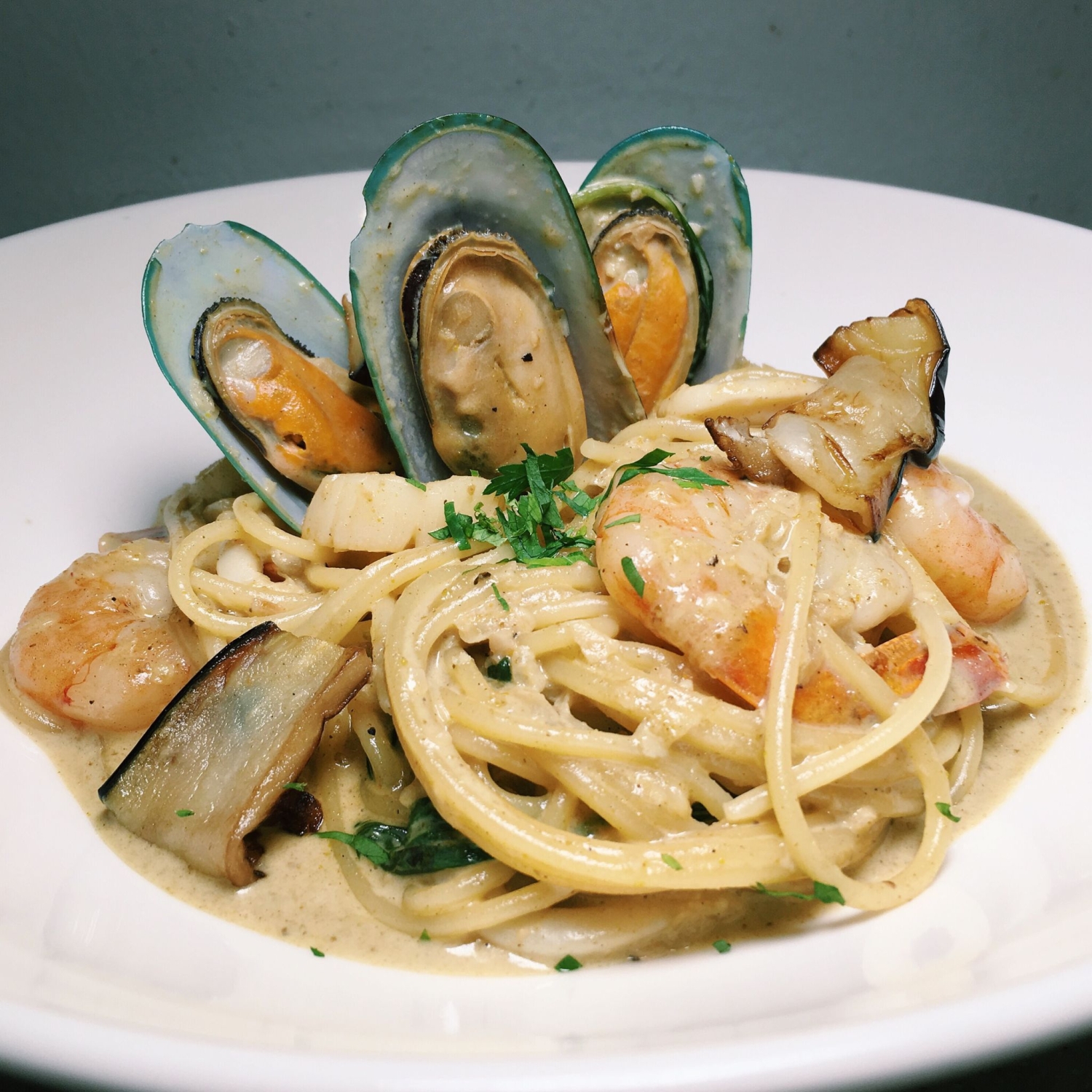 Thai Green Curry Pasta - Boufe Boutique Cafe