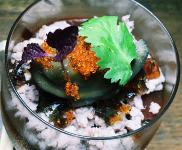 Savoury Soya Milk Panna Cotta with Shoyu Jelly, Oriental Minced Pork and Century Egg - The East Bureau