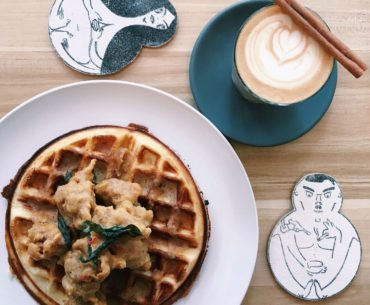 Salted Egg Chicken Waffle - Ivory Coffee