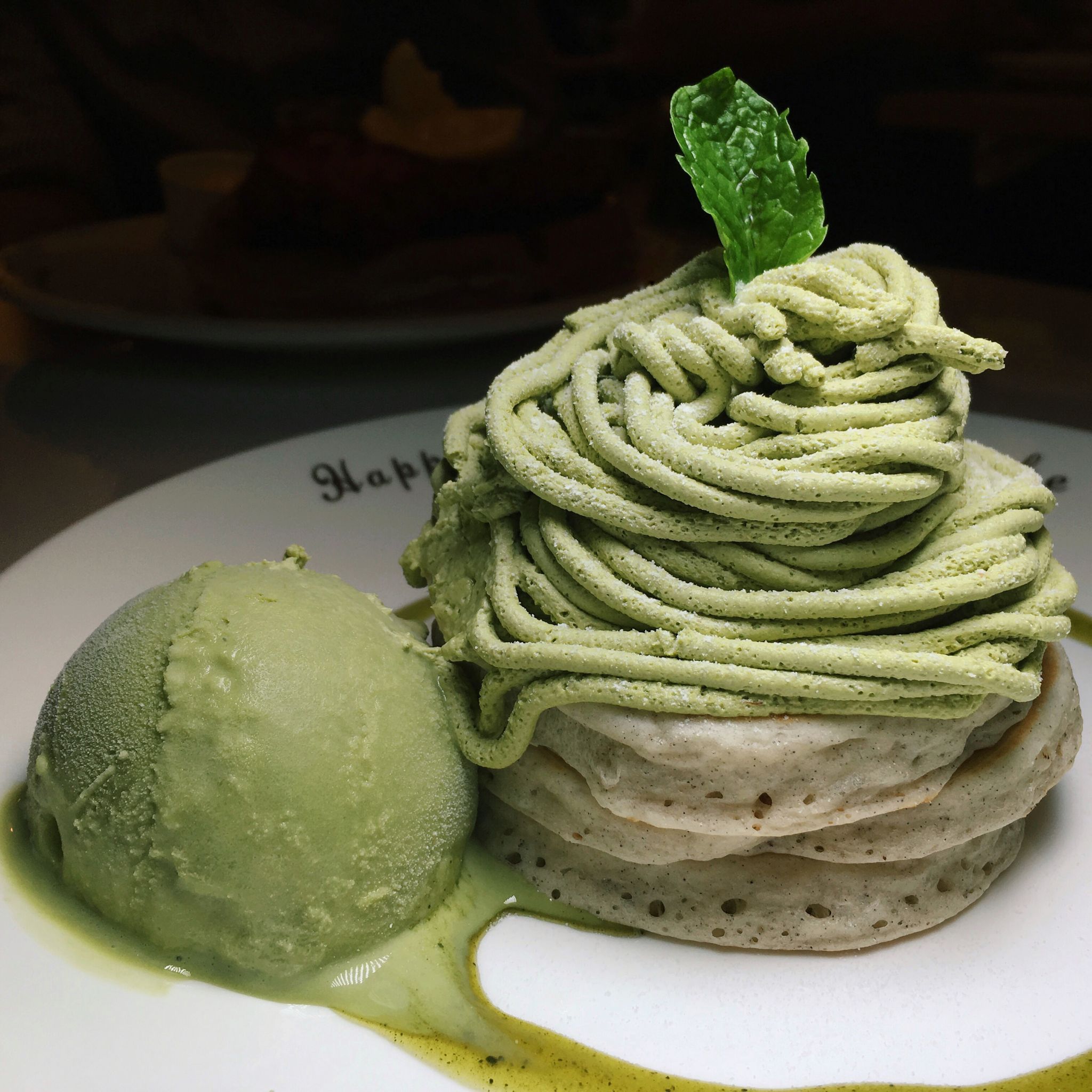 Matcha Montblanc with Matcha Ice Cream - Kyushu Pancake