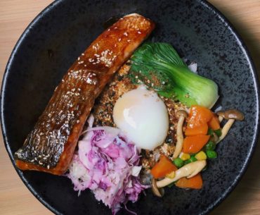 Glazed Teriyaki Salmon Furikake Bowl - 5 Senses