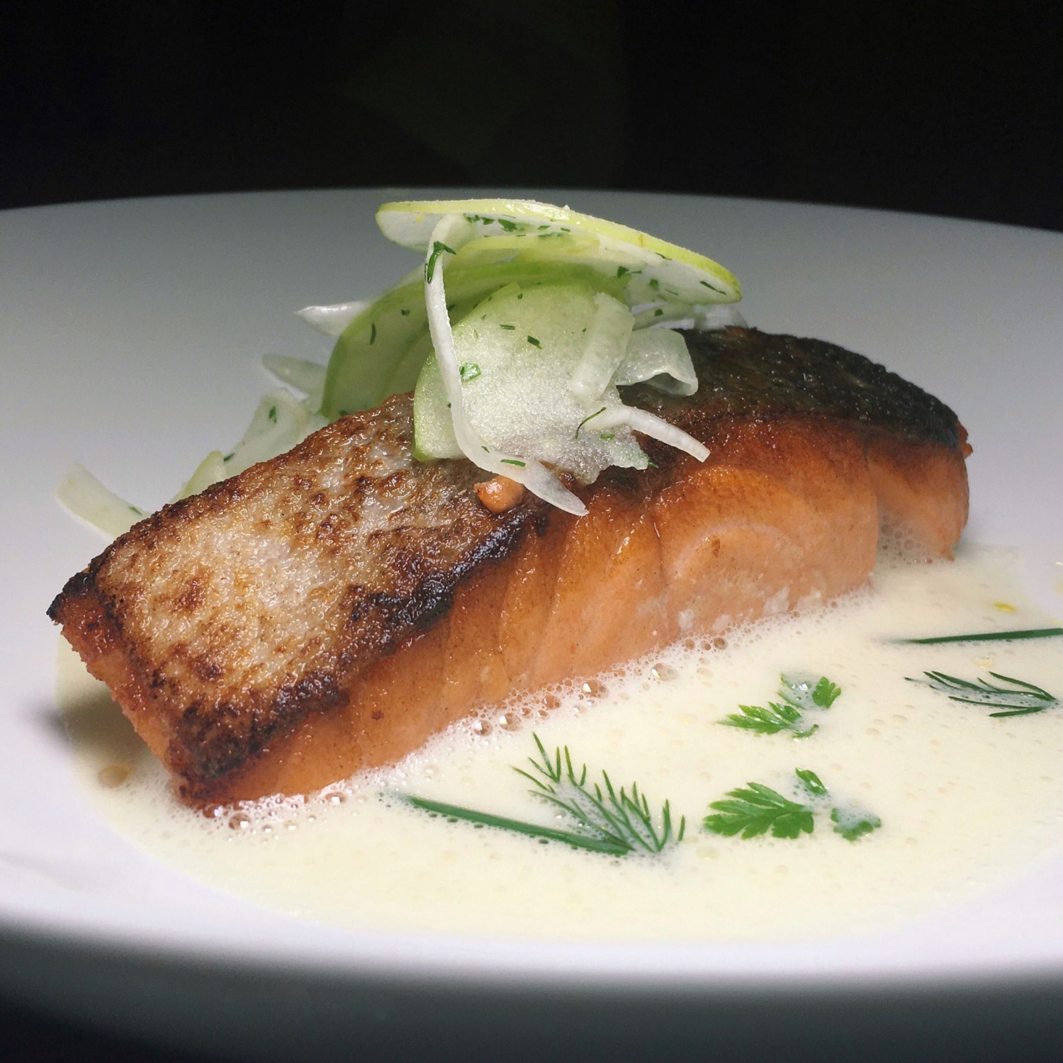 Sous Vide Salmon with White Chocolate Hollandaise - Antoinette