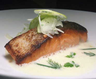 Sous Vide Salmon with White Chocolate Hollandaise - Antoinette