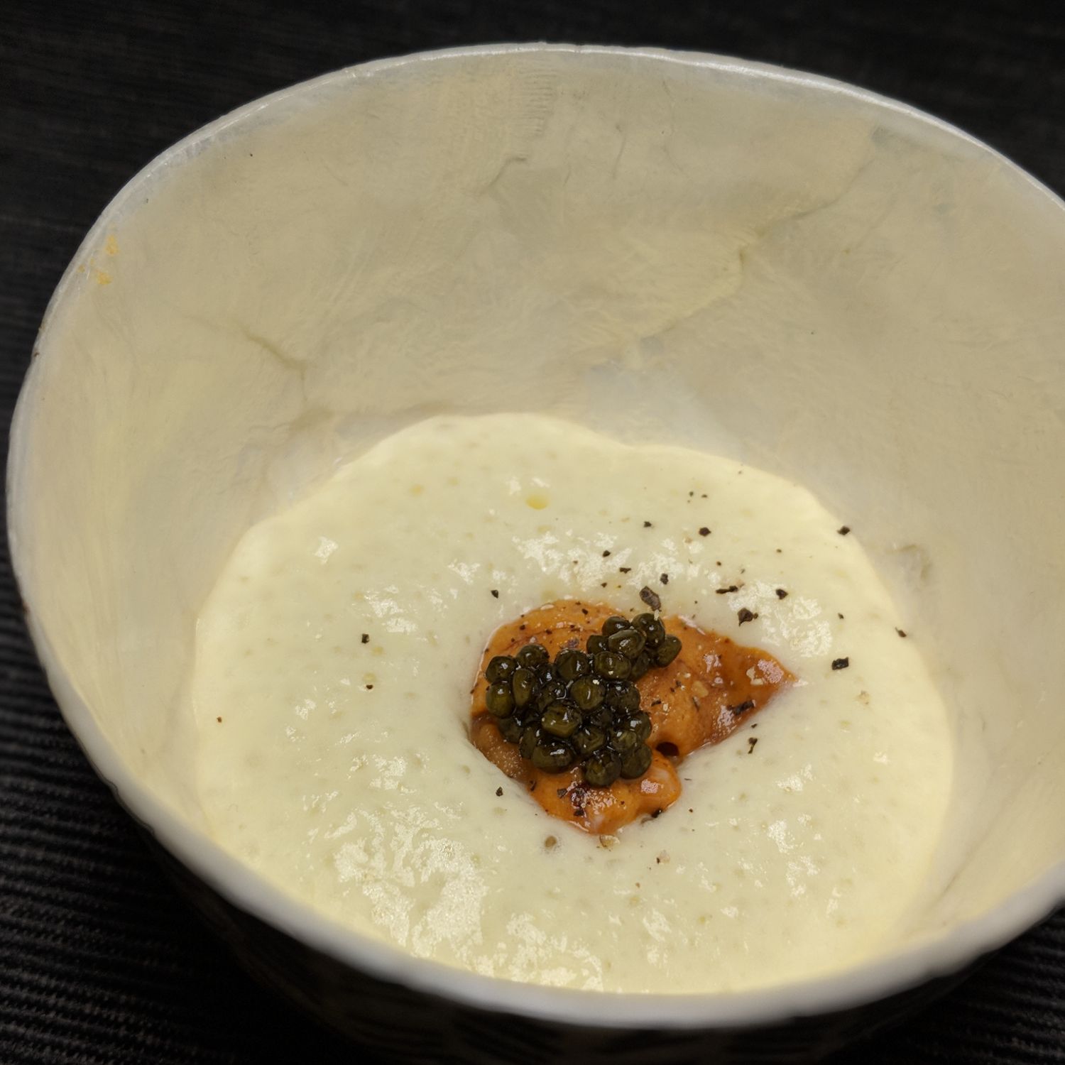 rizu potato foam caviar sea urchin