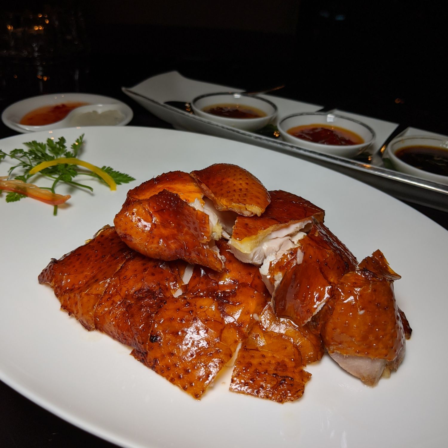 four seasons hotel guangzhou yu yue heen roasted chicken with coconut oil