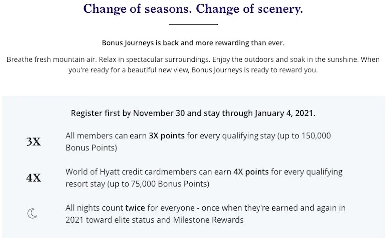 world of hyatt bonus journeys points promotion