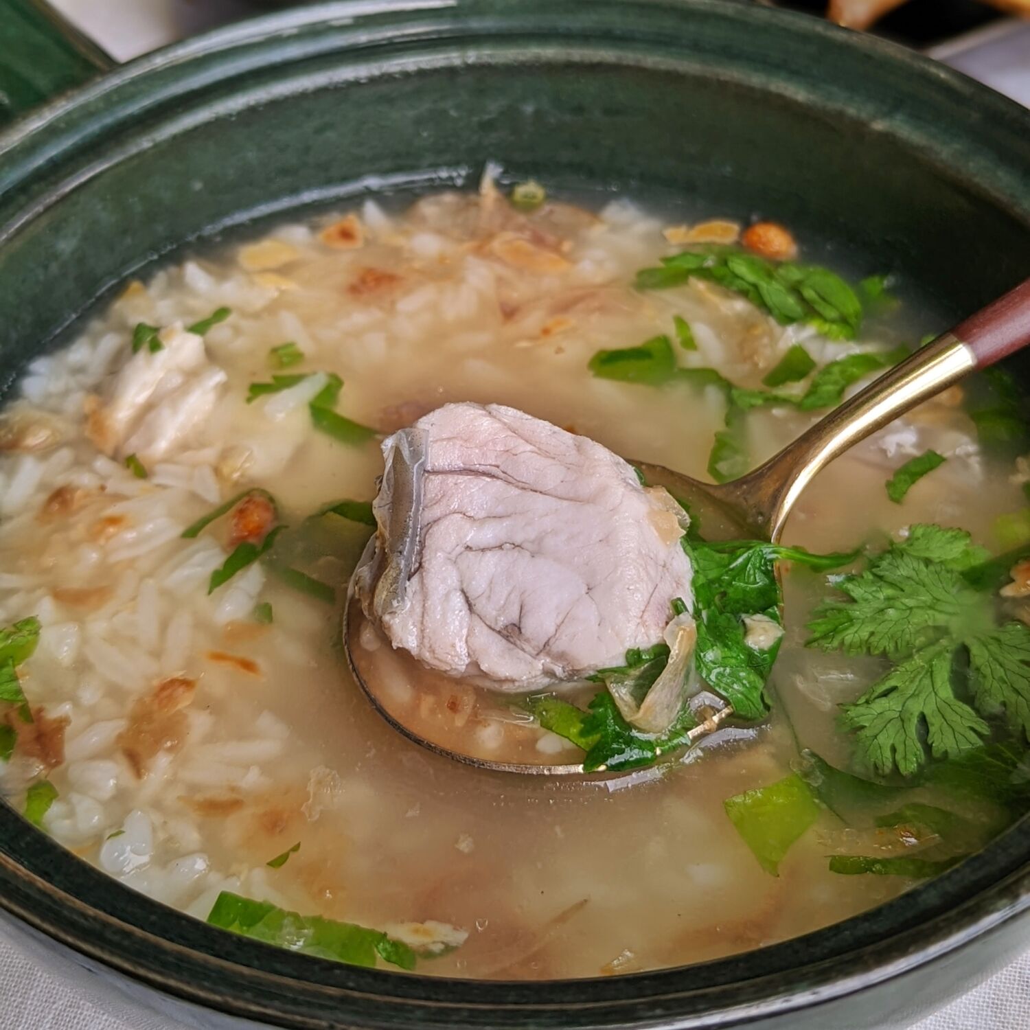 Capella Bangkok Phra Nakhon Breakfast Boiled Jasmine Rice in Fish Broth with Sea Bass