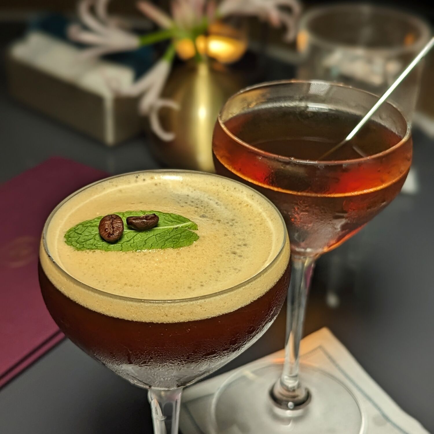 Regent Hong Kong Regent Club Evening Cocktails and Canapes Espresso Martini and Manhattan