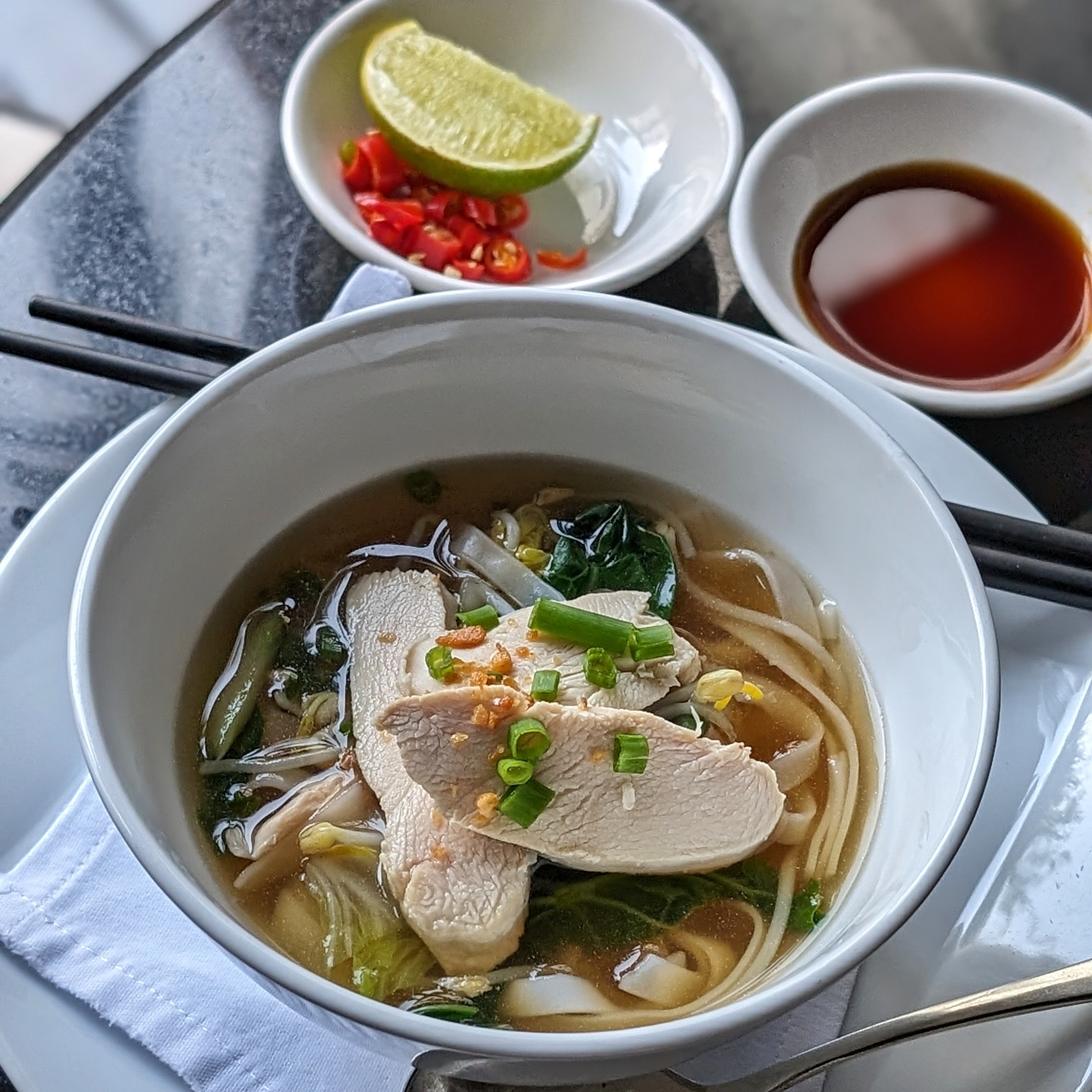 Park Hyatt Siem Reap The Dining Room Breakfast Flat Rice Noodle Chicken Soup