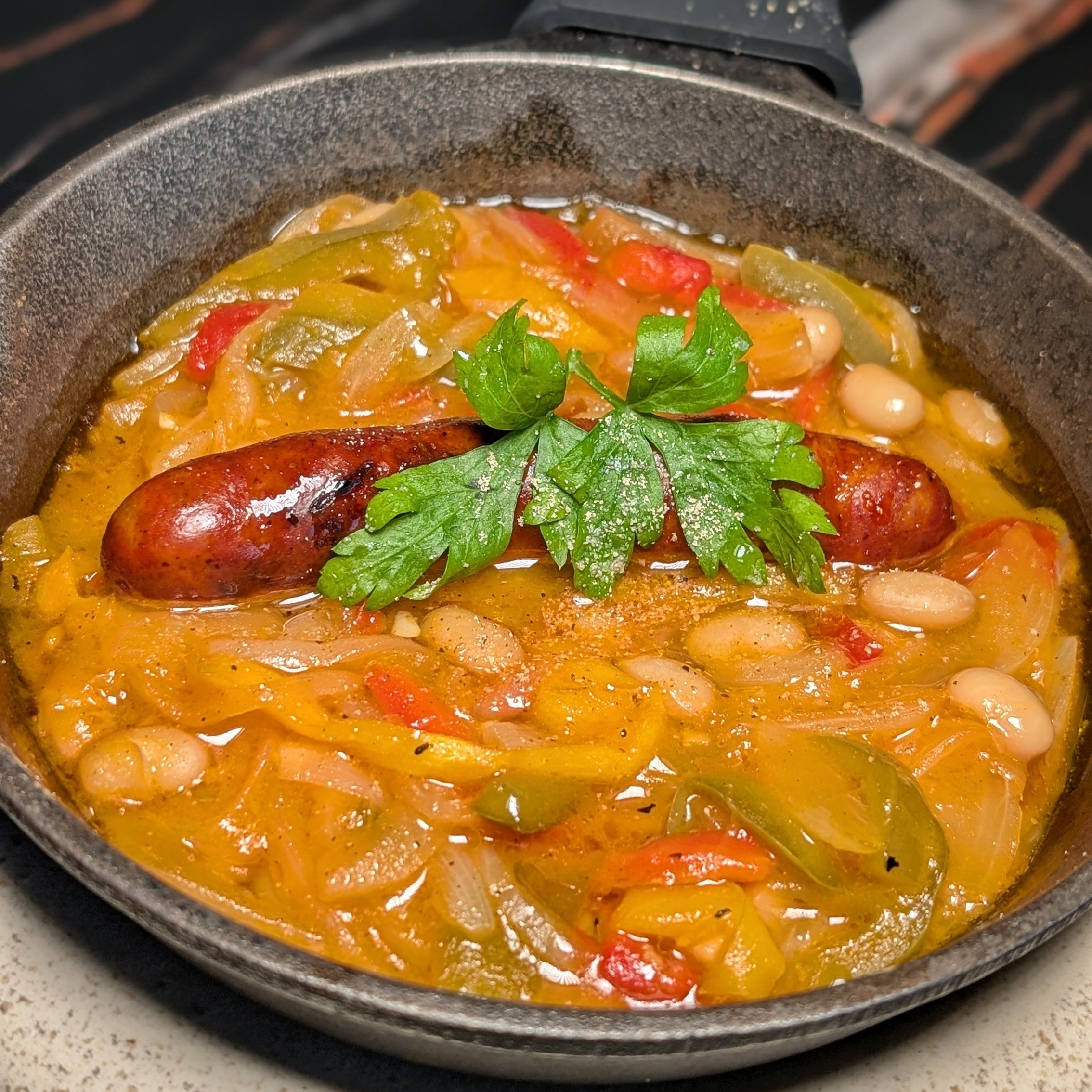 Patina Osaka Inaki Breakfast Spiced Chistorra Pork Sausage Piperade and Beans