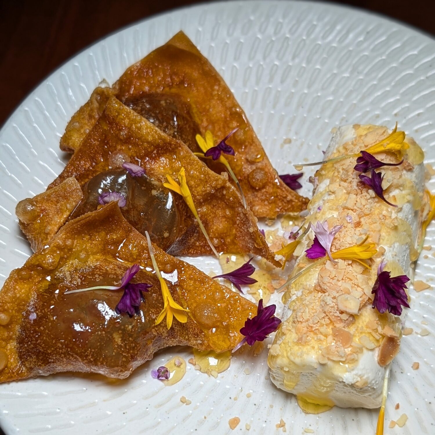 Smolder Restaurant Spiced Apple Wanton with Vanilla Semifreddo