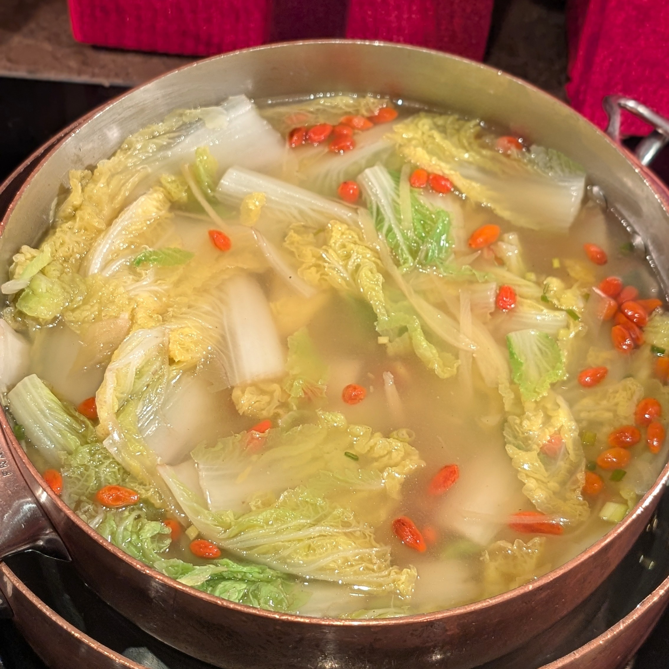 Four Seasons Hotel Singapore One-Ninety Restaurant Breakfast Baby Cabbage with Wolfberries