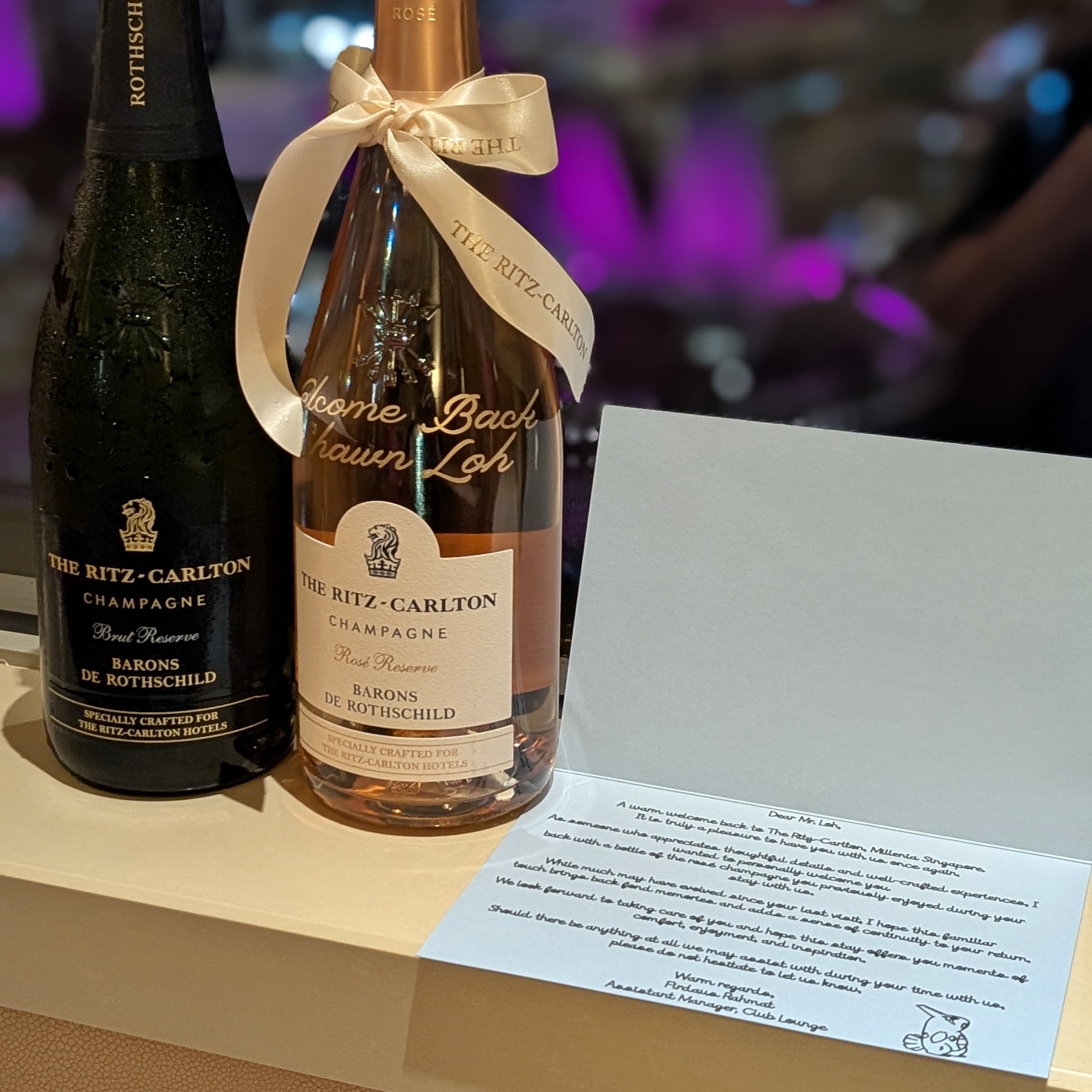 The Ritz-Carlton Millenia Singapore Club Premier Suite Welcome Amenities