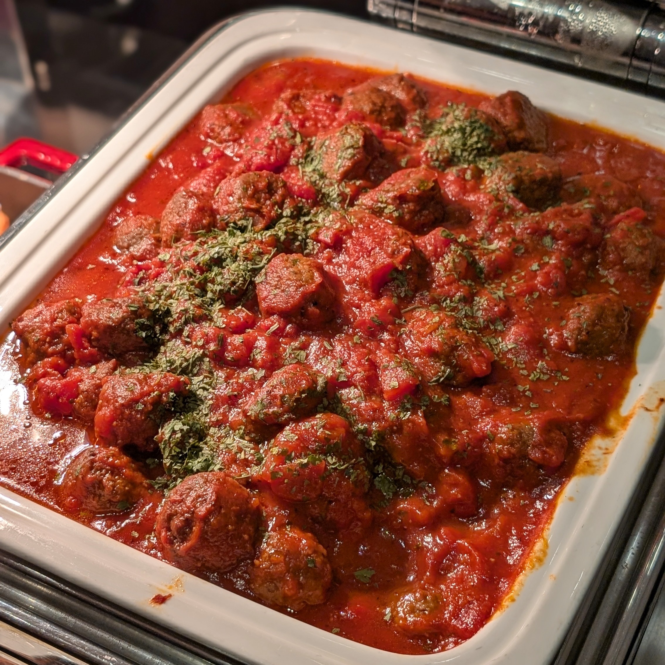 The Fullerton Hotel Singapore The Straits Club Evening Cocktails Impossible Meat Ball Piquillo Coulis