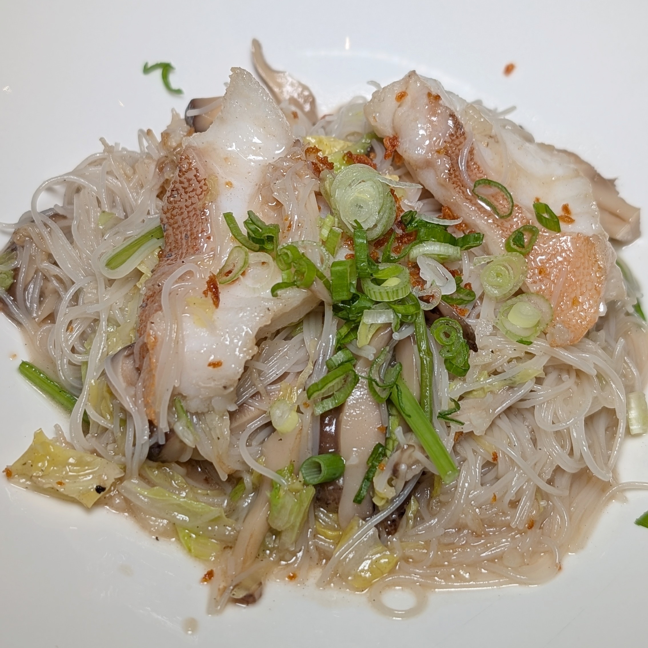 The Fullerton Hotel Singapore Jade Simmered Rice Vermicelli in Fish Broth with Sliced Red Grouper
