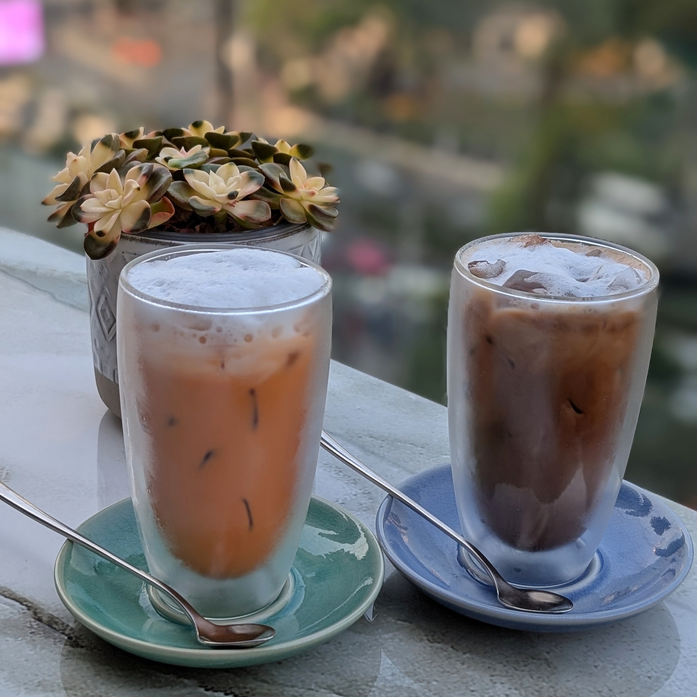 Andaz One Bangkok Andaz Terrace Breakfast Iced Thai Milk Tea and Iced Mocha