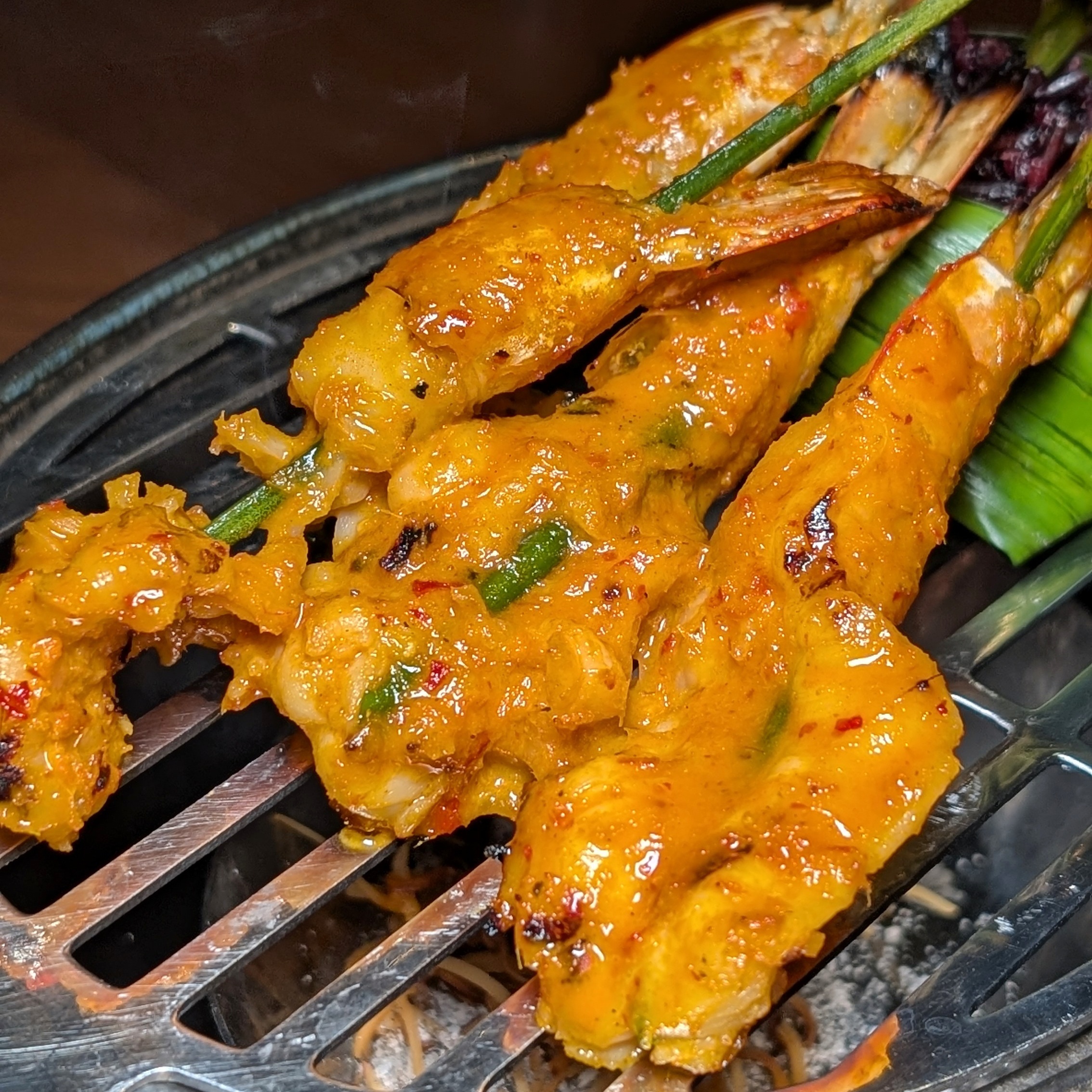 Dusit Thani Bangkok Pavilion Grilled Marinated Krabi Prawn Skewers