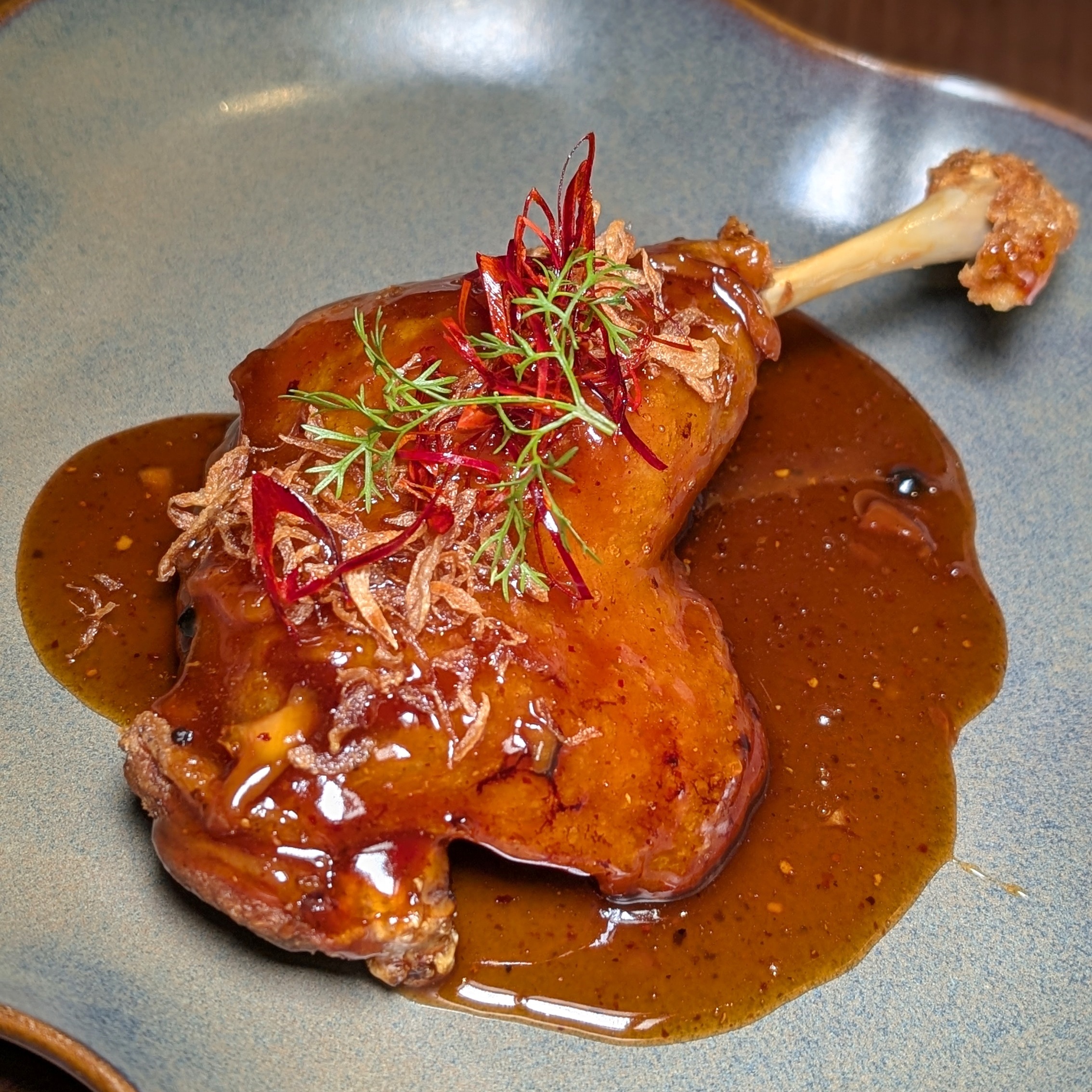 Dusit Thani Bangkok Pavilion Deep-Fried Confit Duck Leg with Tamarind Sauce