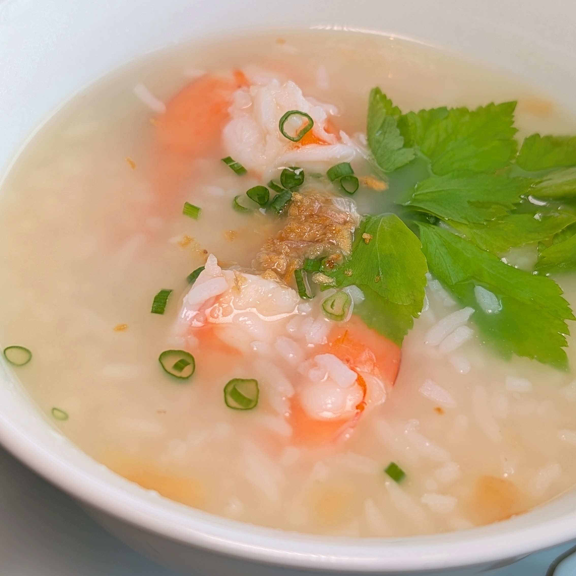 Dusit Thani Bangkok Club Lounge Breakfast Thai Boiled Rice with Shrimp