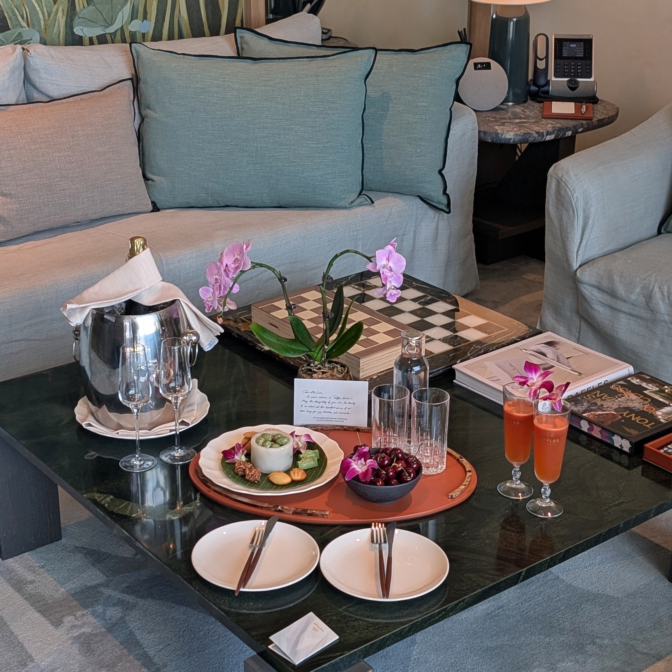 Raffles Sentosa Singapore Sunset One Bedroom Pool Villa Living Room Welcome Amenities